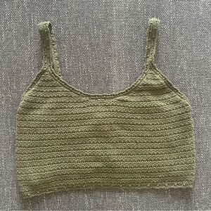 NWT Aerie Olive Green Knit Sweater Crop Tank Top Small